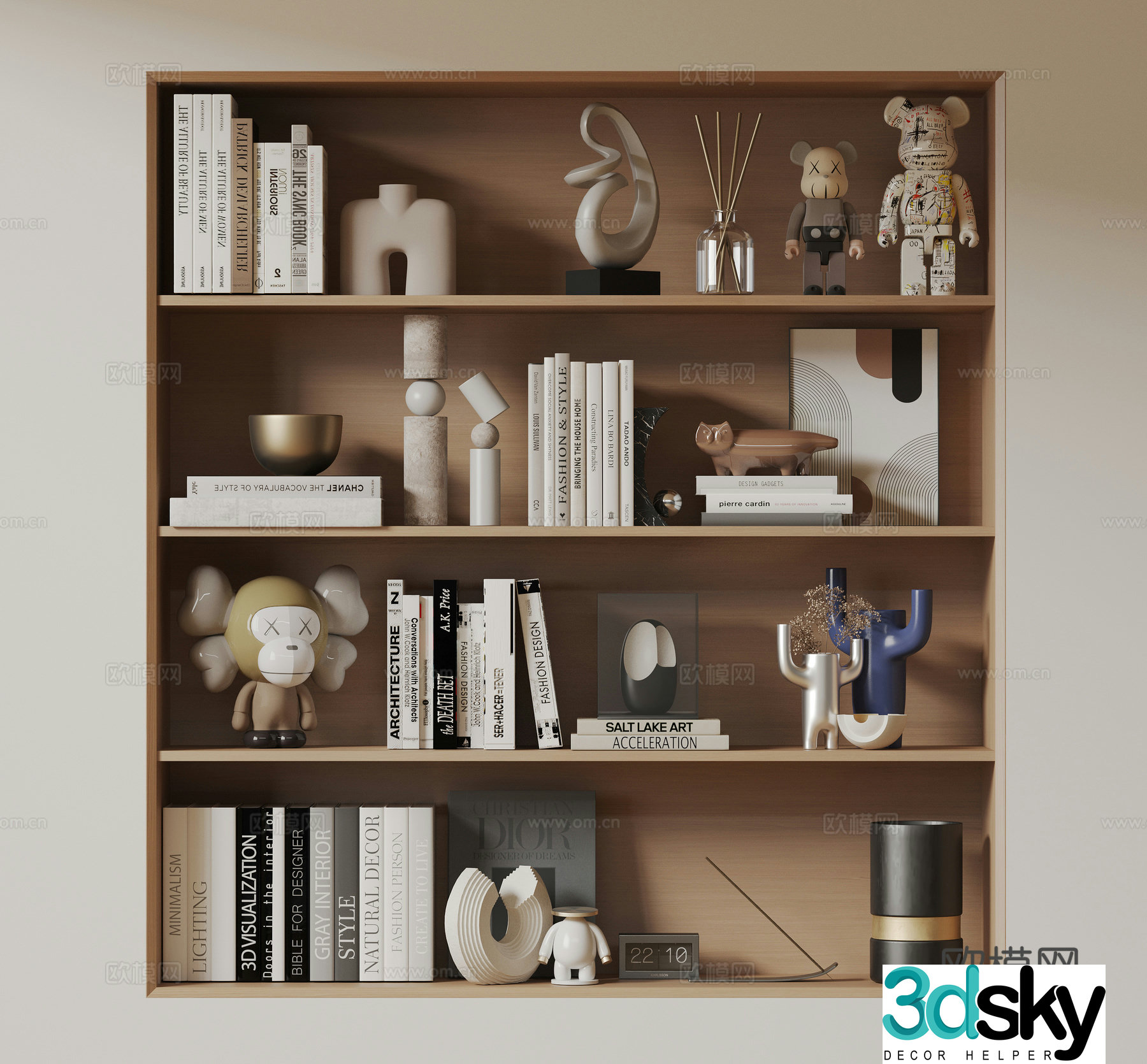Modern decorations ornaments sculptures books books 3d model