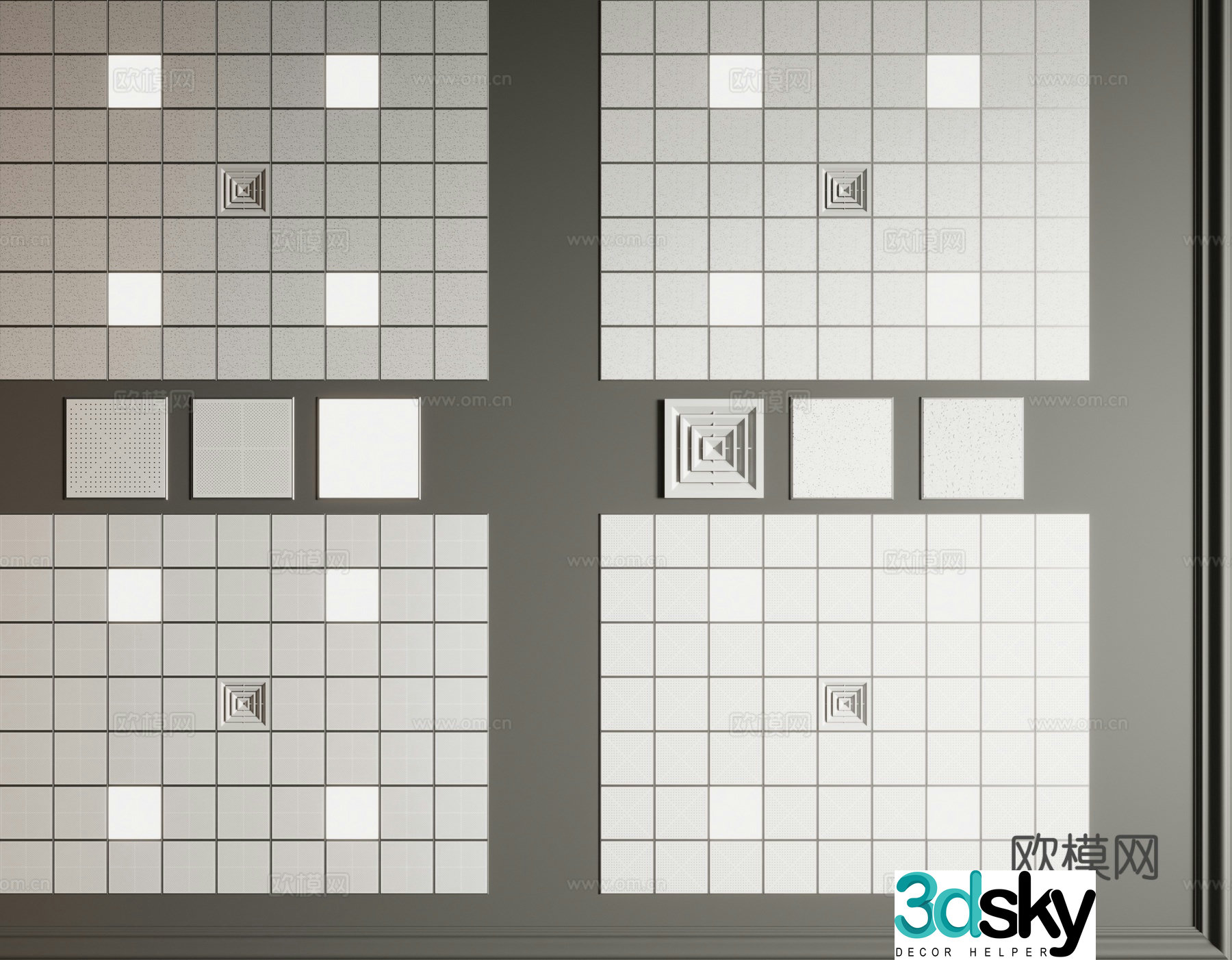 Modern aluminum gusset ceiling 3D model