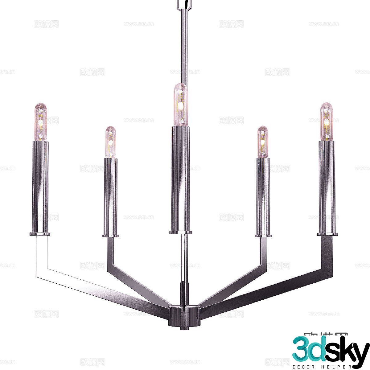 Light luxury multi-head chandelier 3D model