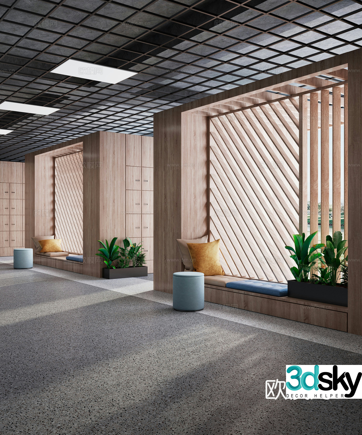 3D model of modern club leisure area
