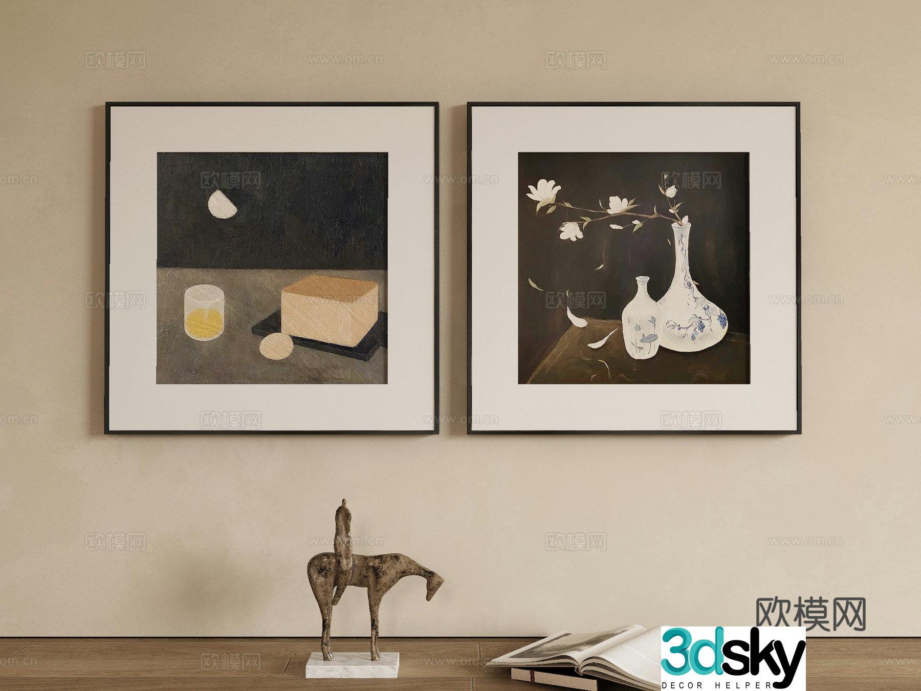 New Chinese style art painting decorative painting 3d model