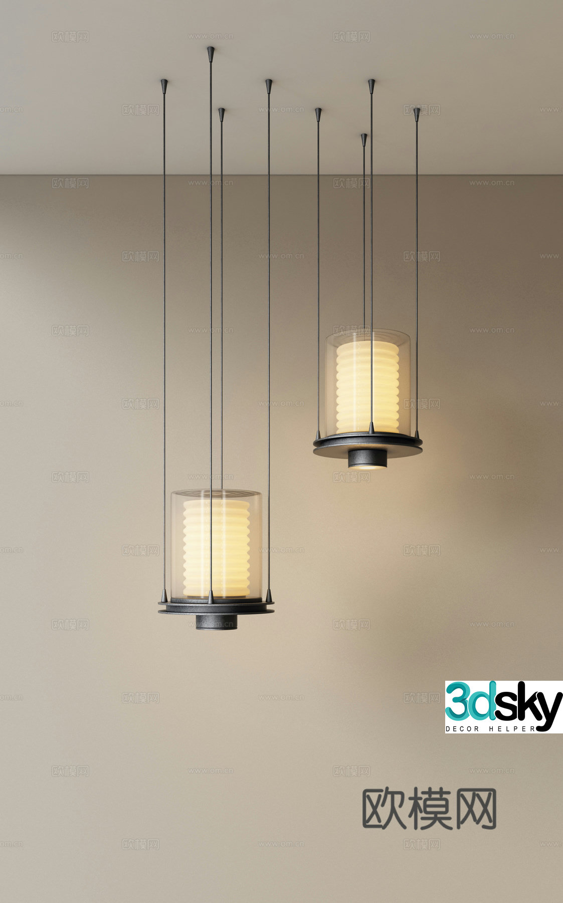 Glass chandelier restaurant chandelier 3d model