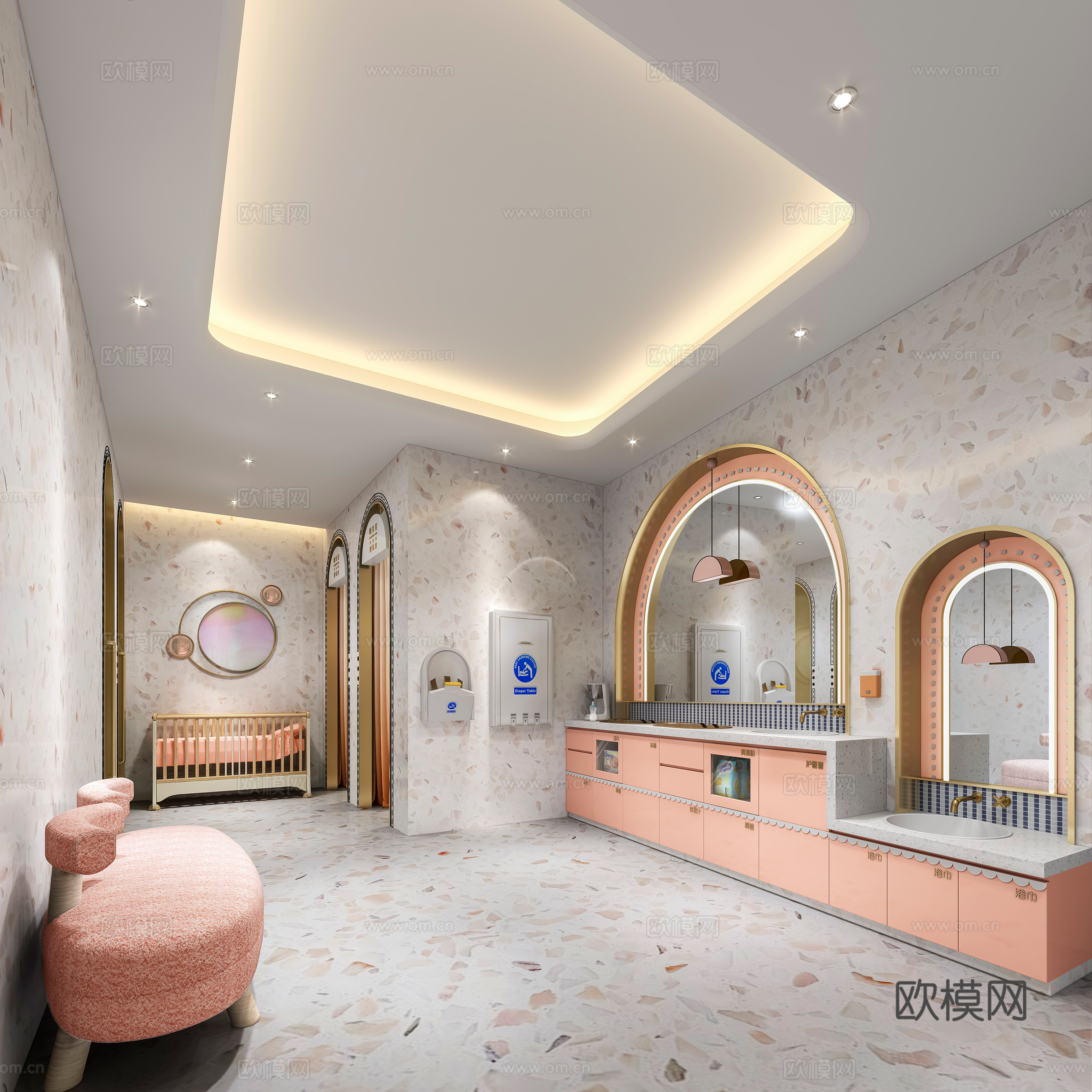 Modern multifunctional mother and baby room 3d model