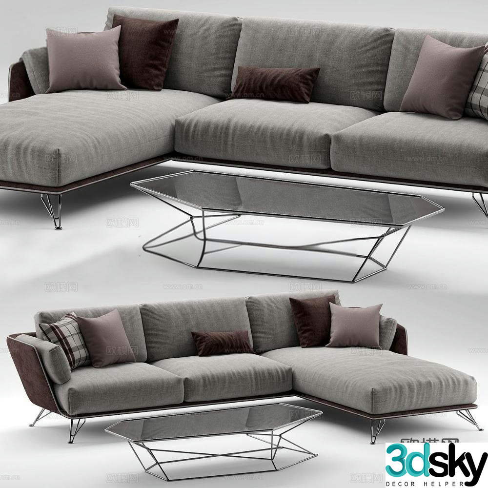 Corner sofa multi-person sofa 3d model