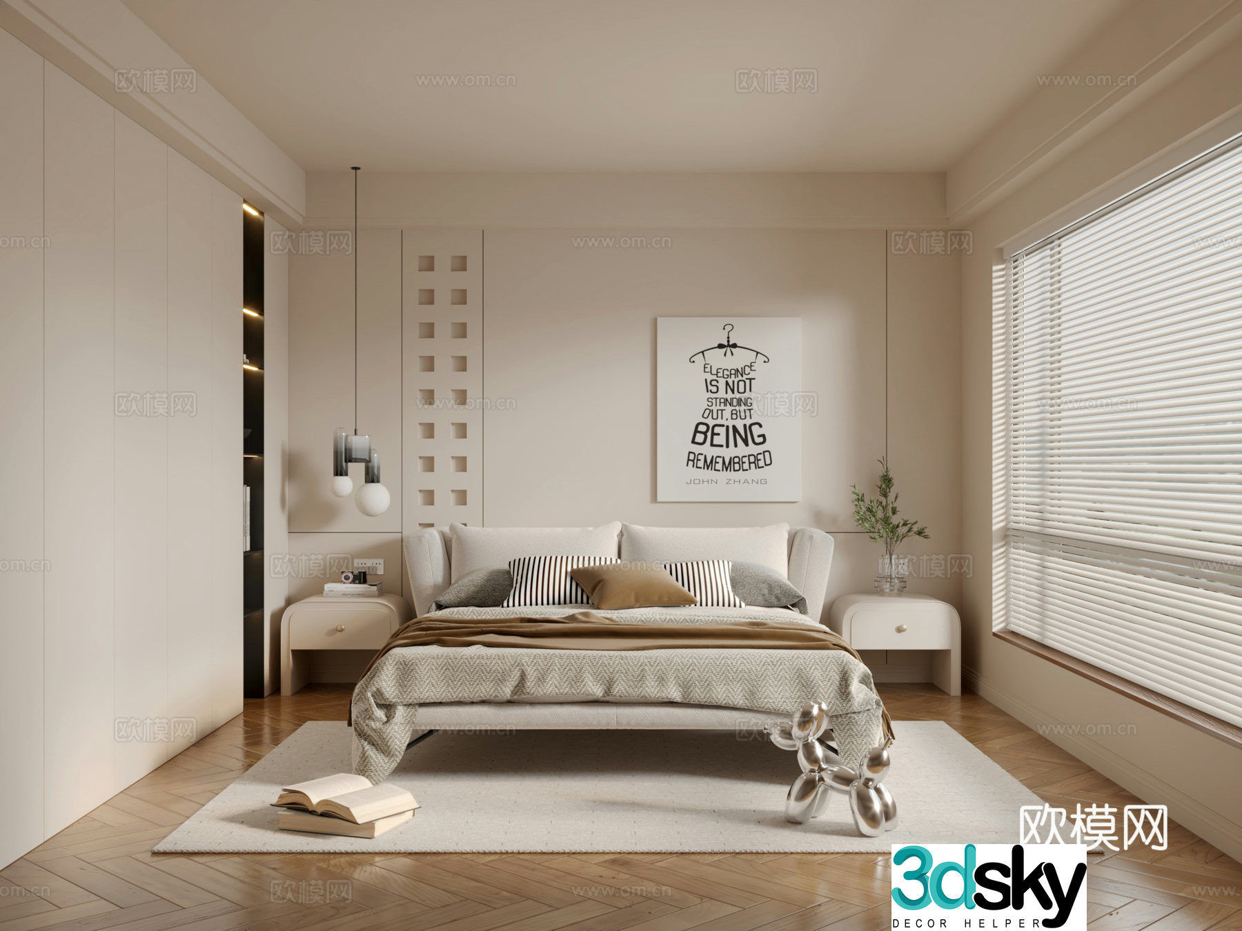 Cream style bedroom master bedroom 3d model