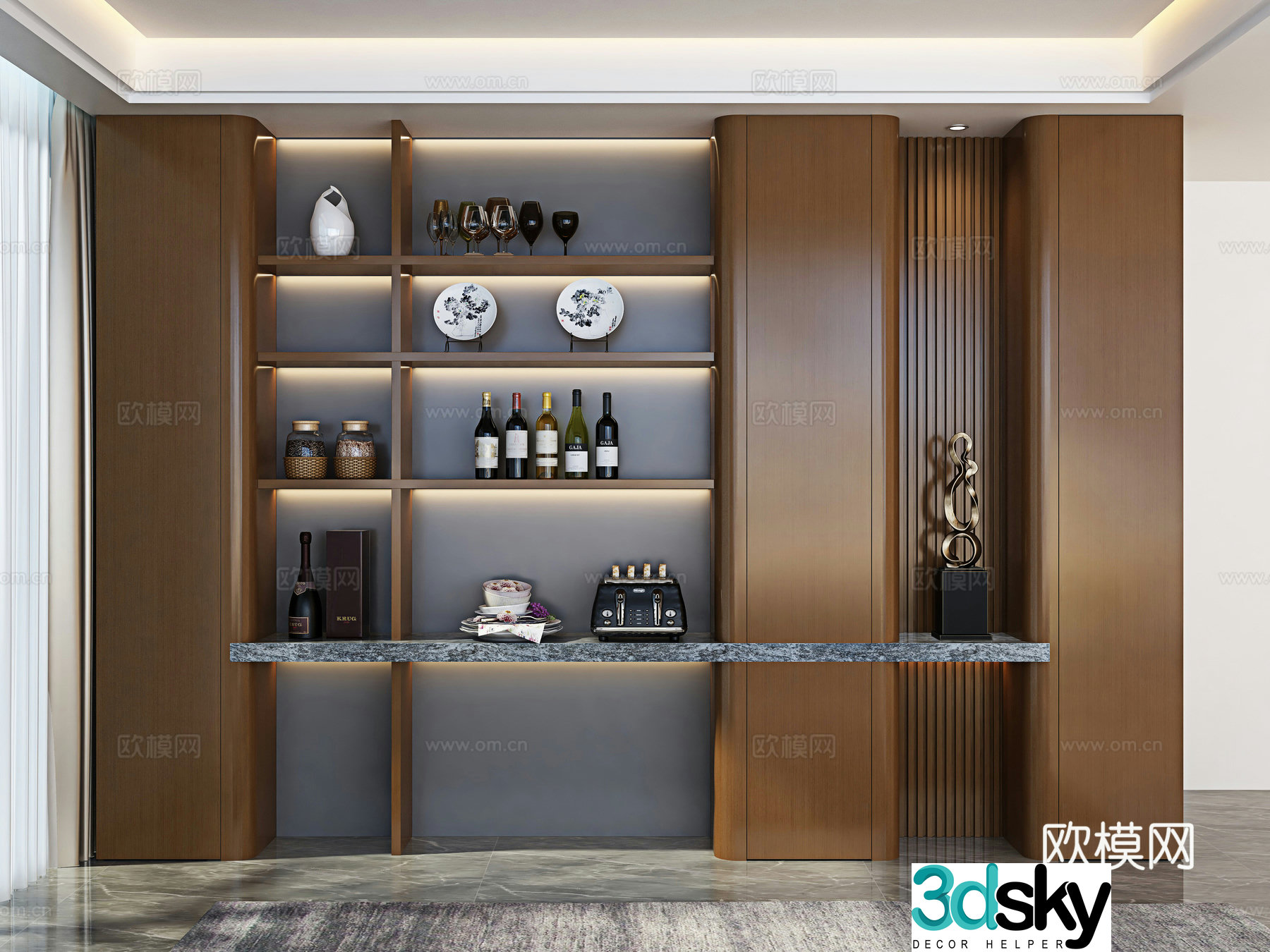 Italian sideboard wine cabinet 3d model