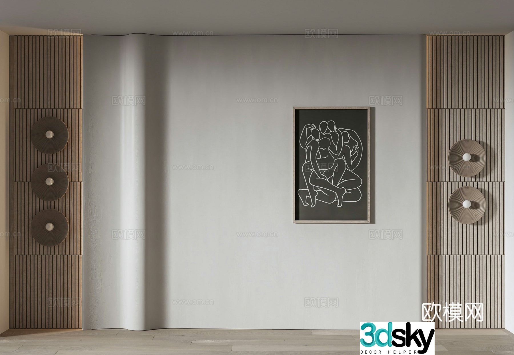 Bedroom background wall bedside background wall 3d model