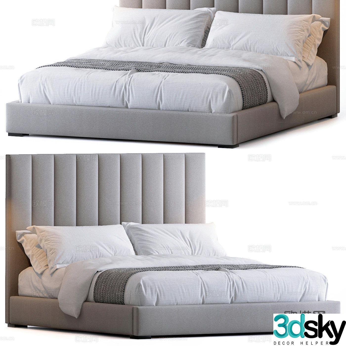 RH simple double bed 3d model