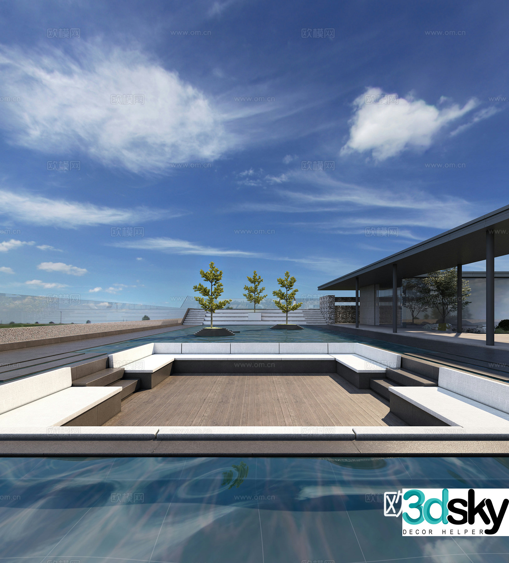 Sky courtyard roof garden 3d model