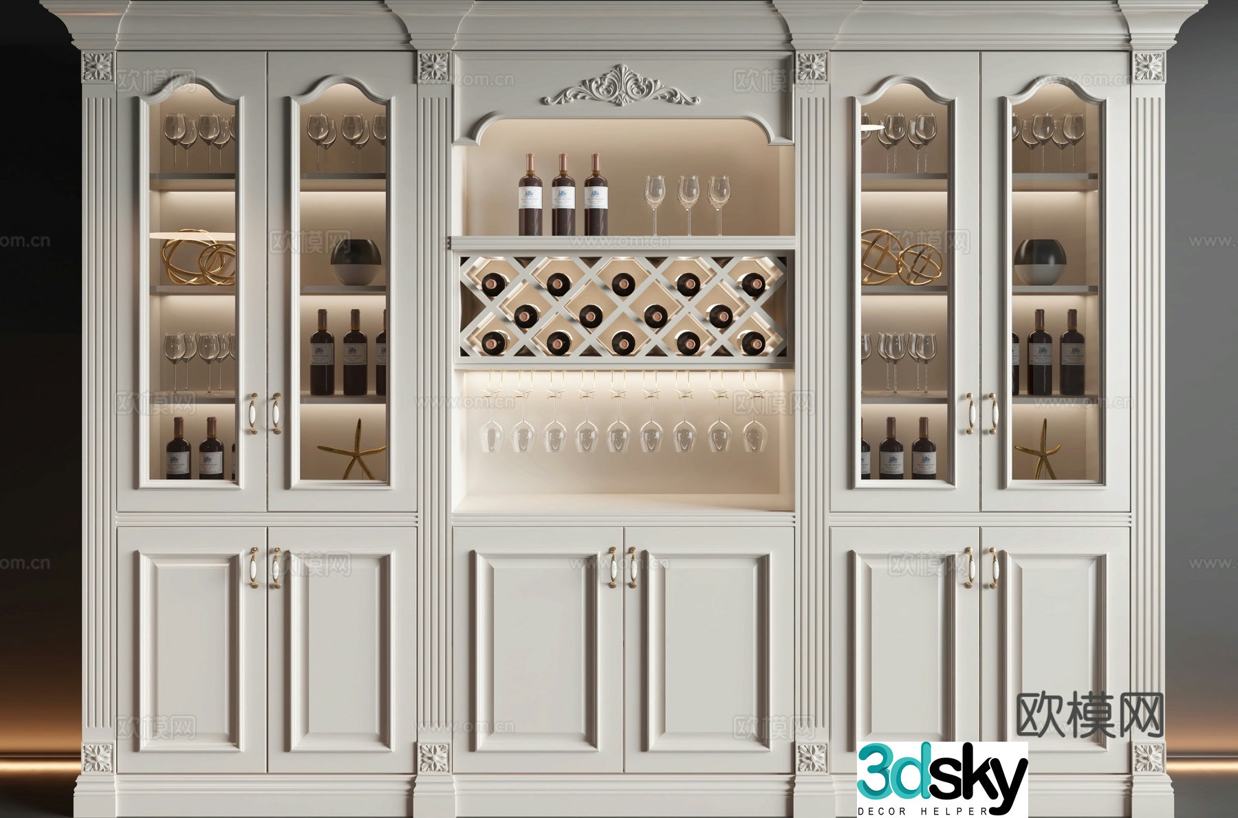 French wine cabinet 3d model