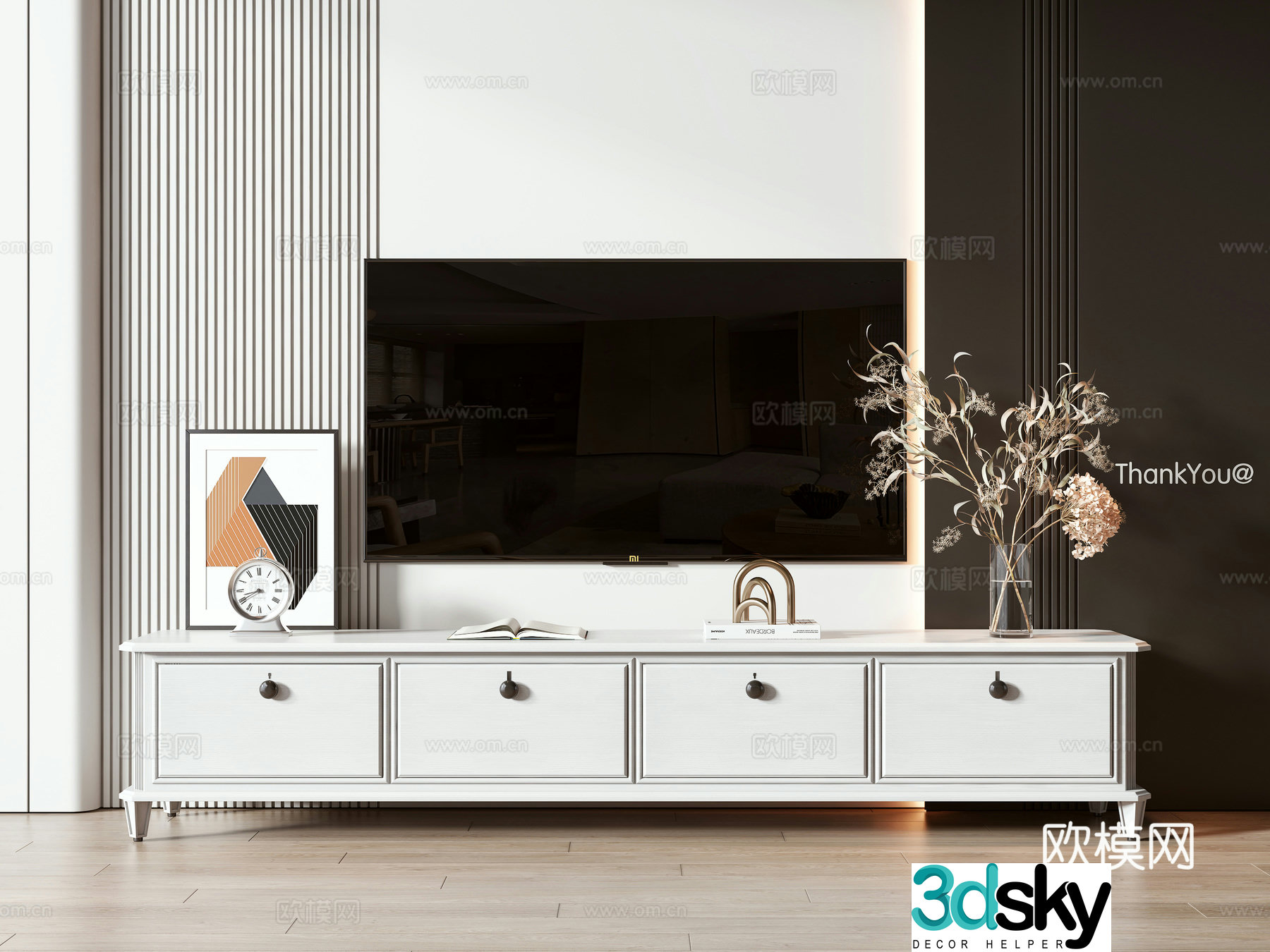 Simple European TV cabinet 3D model