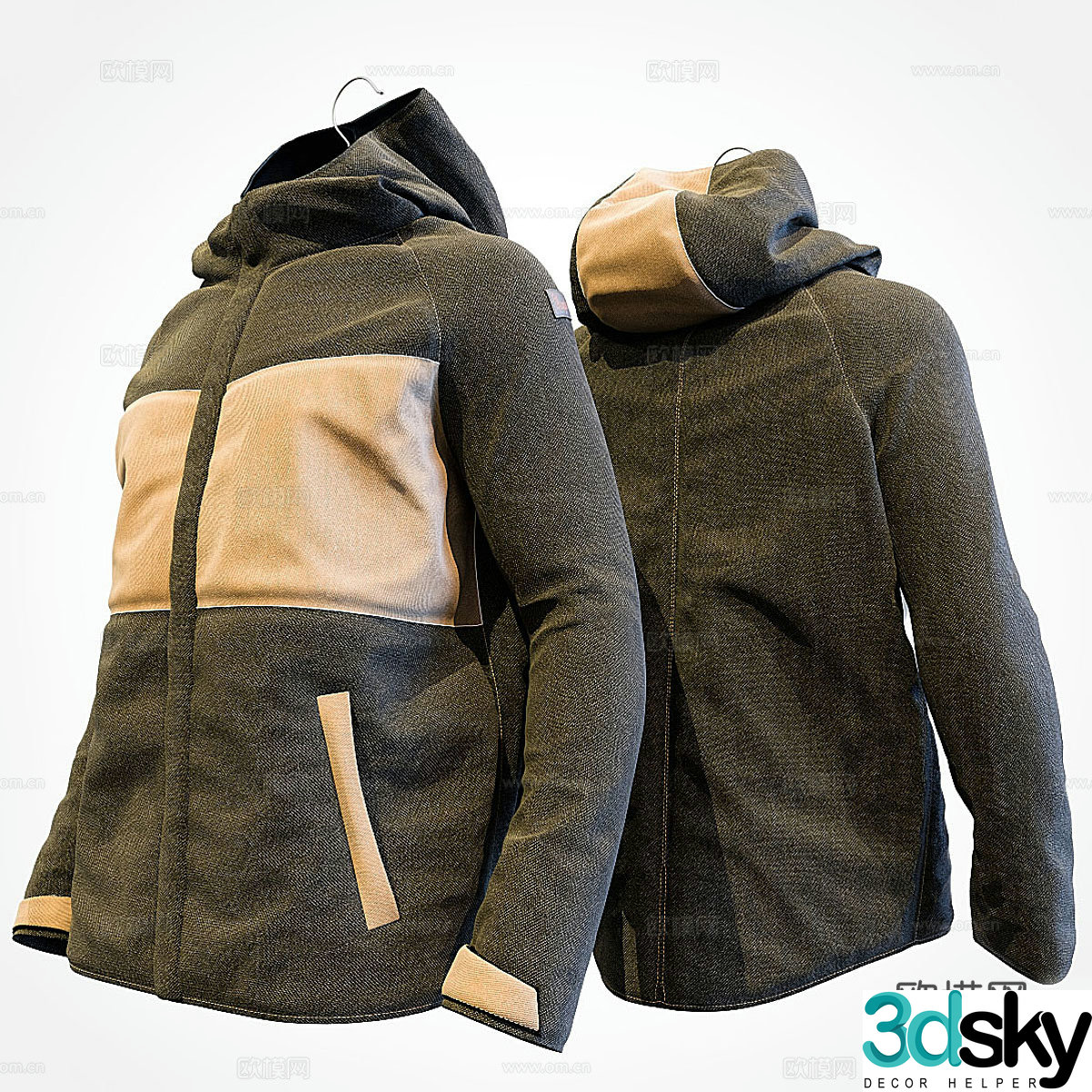 Wrangler winter two-tone textile jacket 3d model