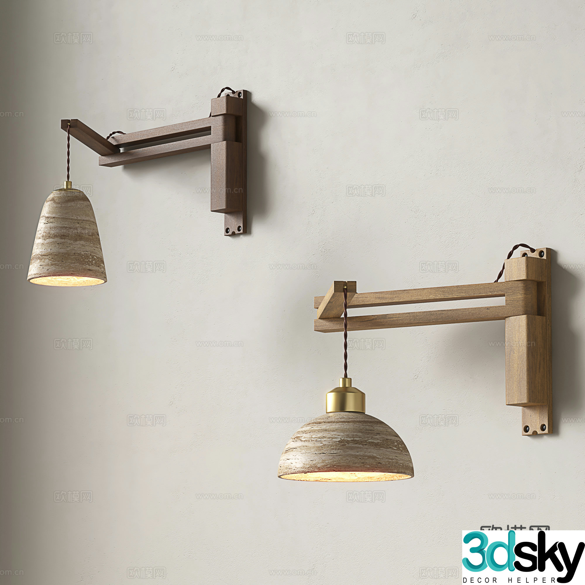Medieval wall lamp retro wall lamp swing arm wall lamp bedside wall lamp solid wood wall lamp 3D model
