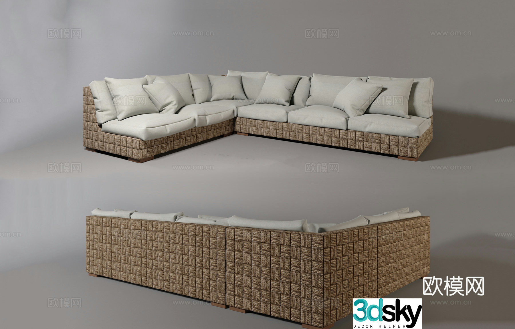 rattan sofa corner sofa 3d model