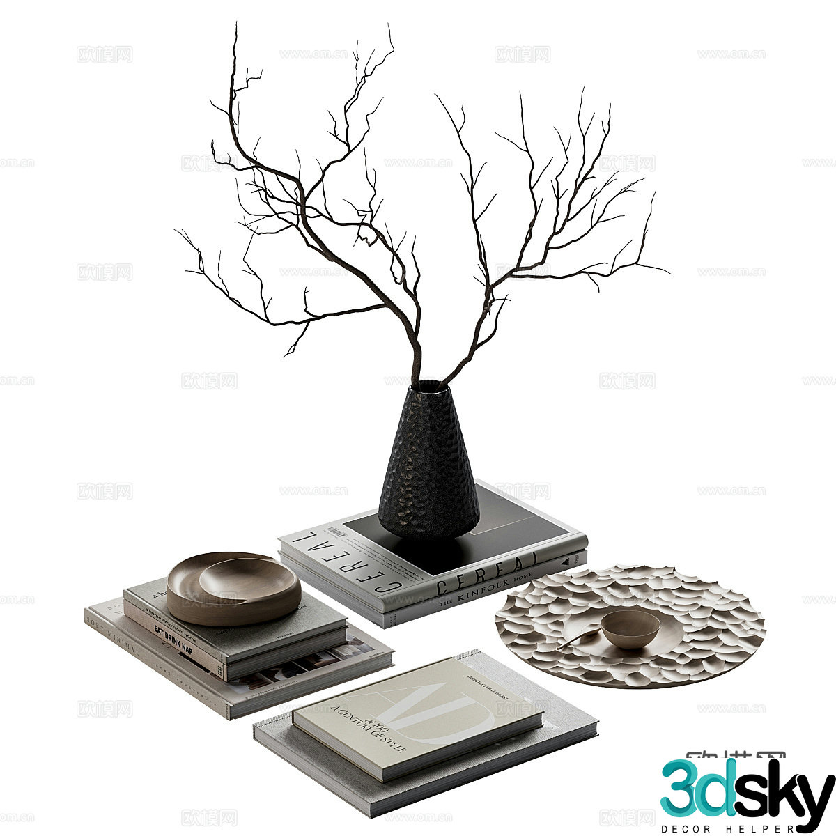 Modern jewelry ornaments books vase 3d model