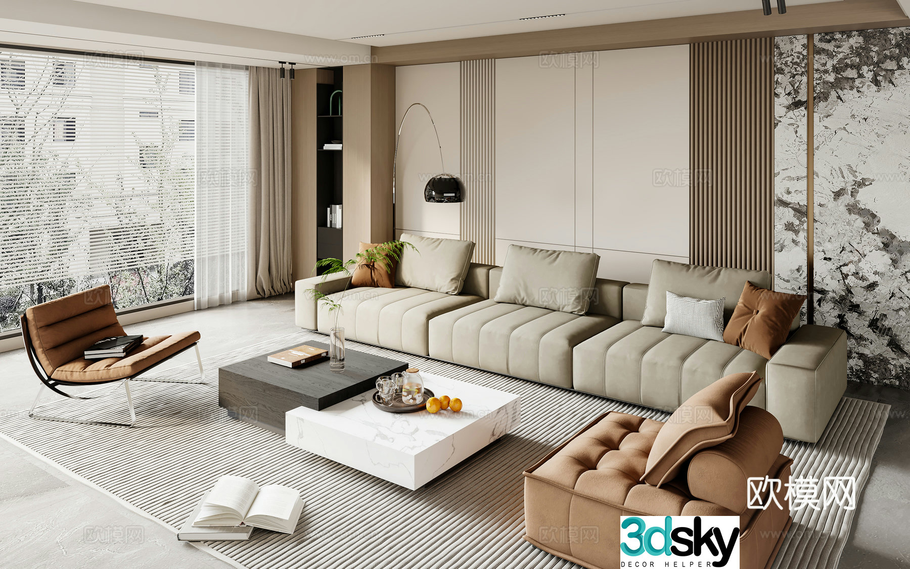 minotti modular sofa 3d model