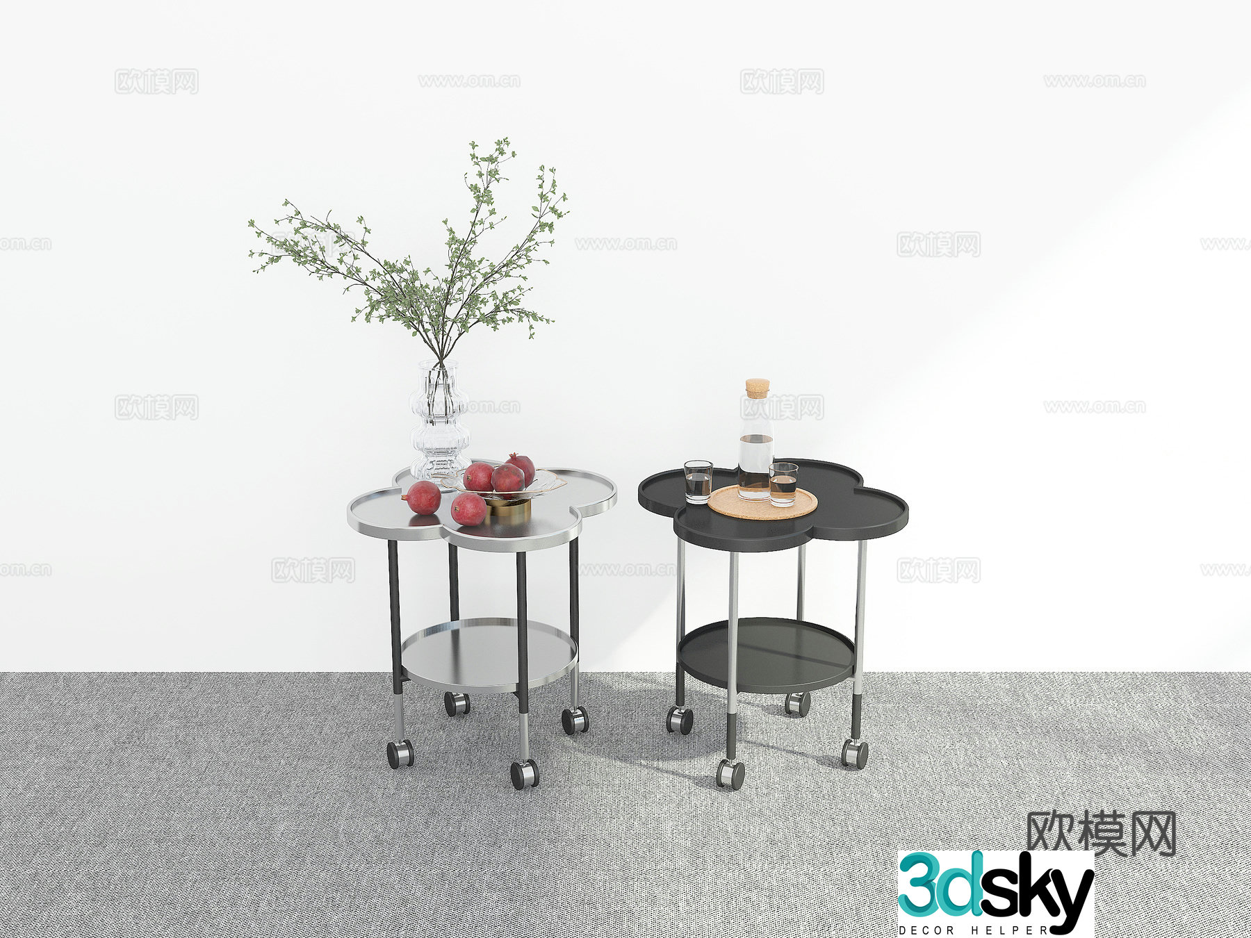 Modern corner table side table 3d model
