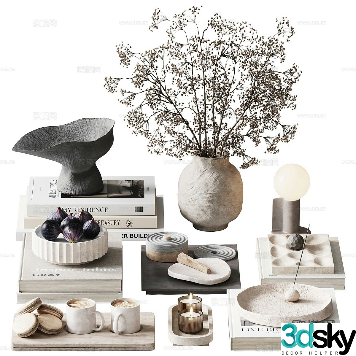 Modern jewelry ornaments books vase 3d model