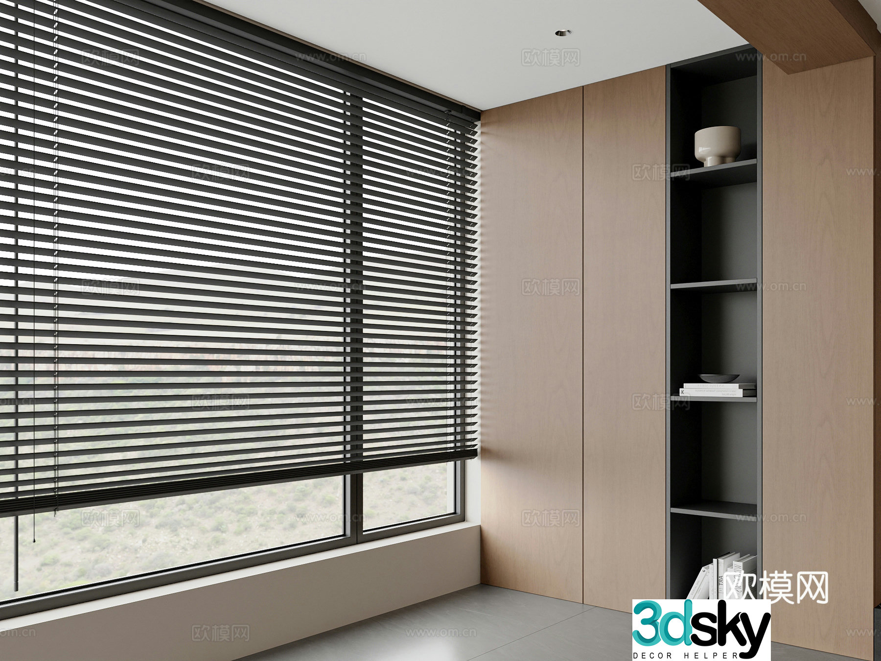 Modern curtains blackout curtains Venetian blinds 3d model