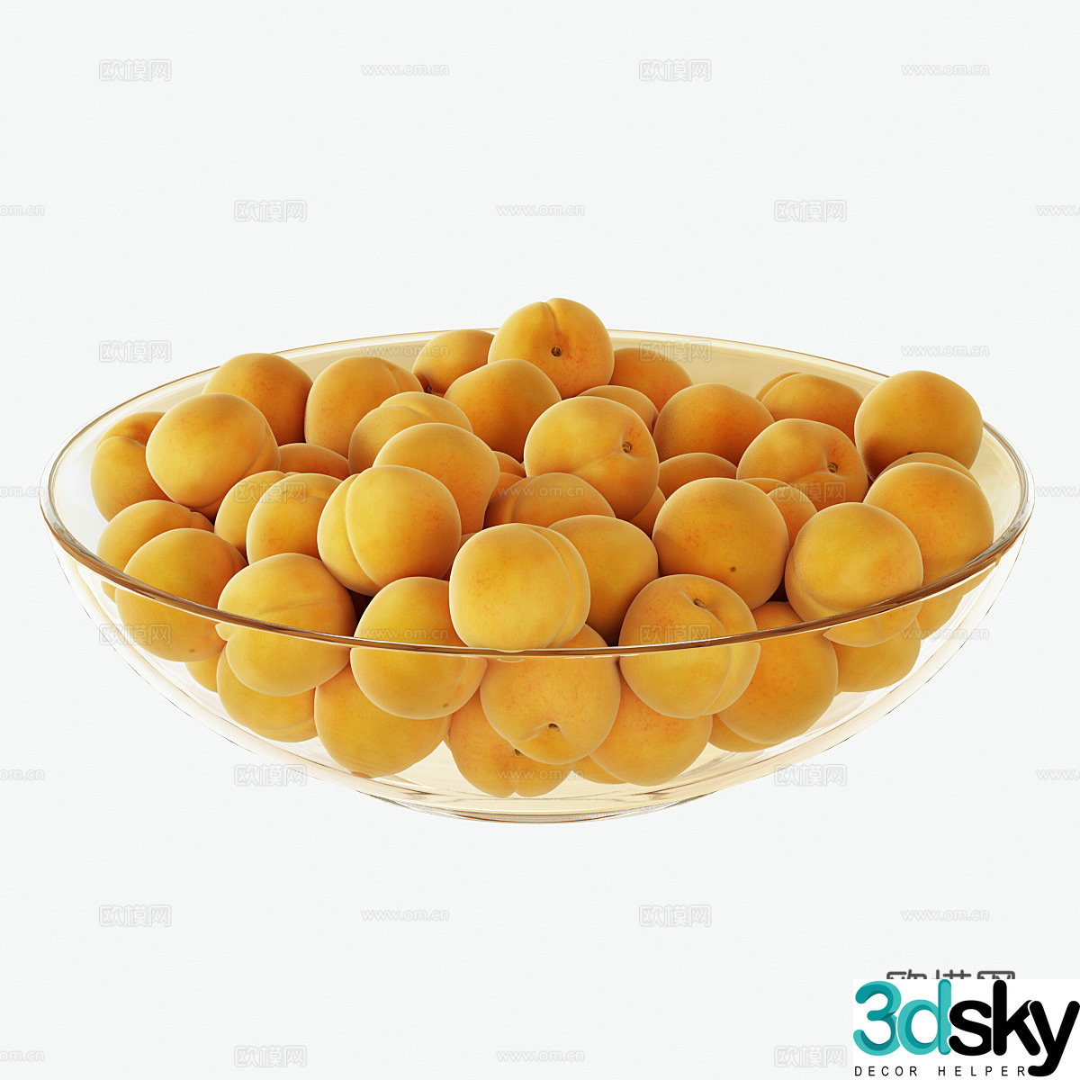 Fruit plate apricot 3d model