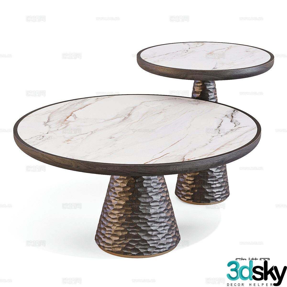 Modern double coffee table round coffee table 3d model