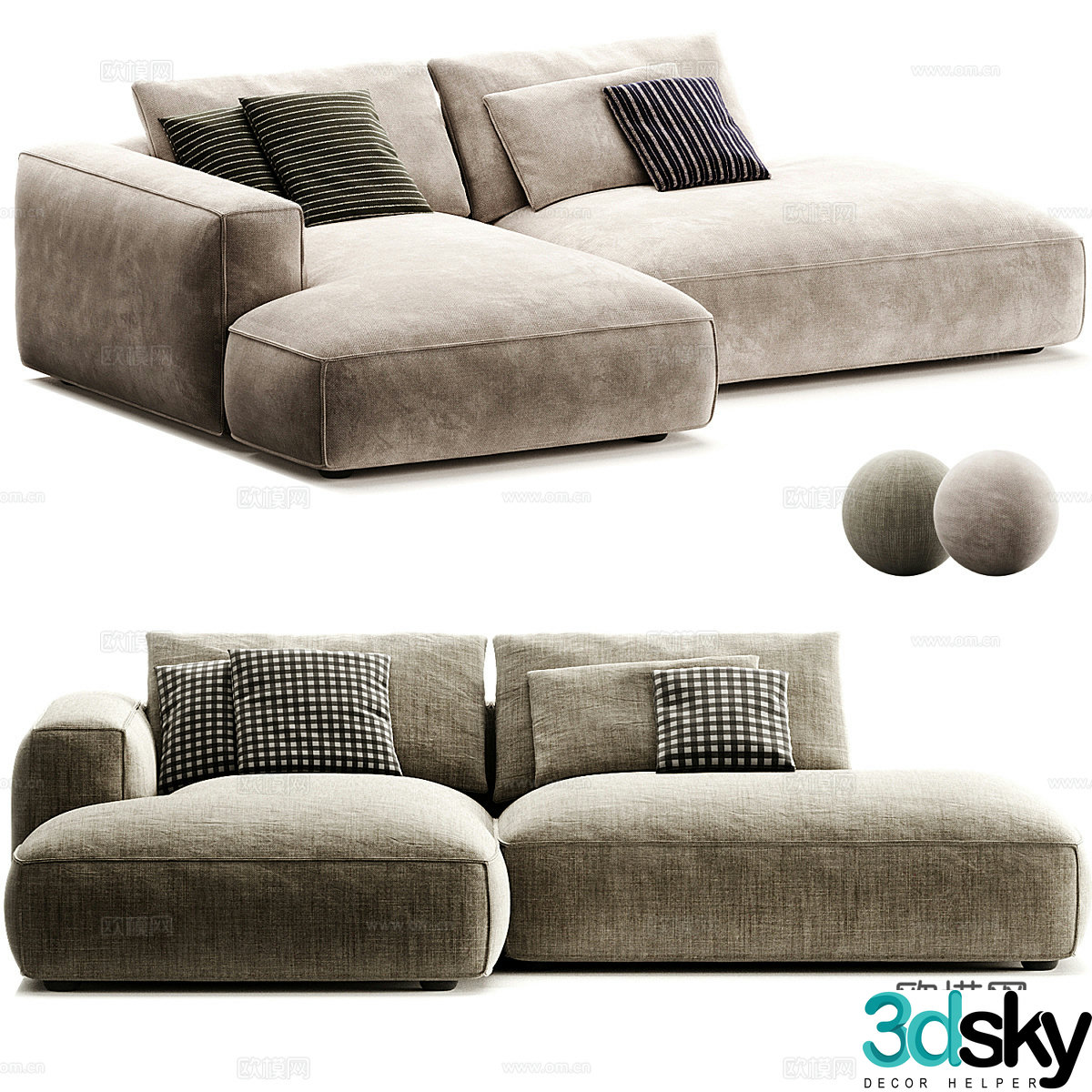 Mononova fabric double sofa corner sofa 3d model