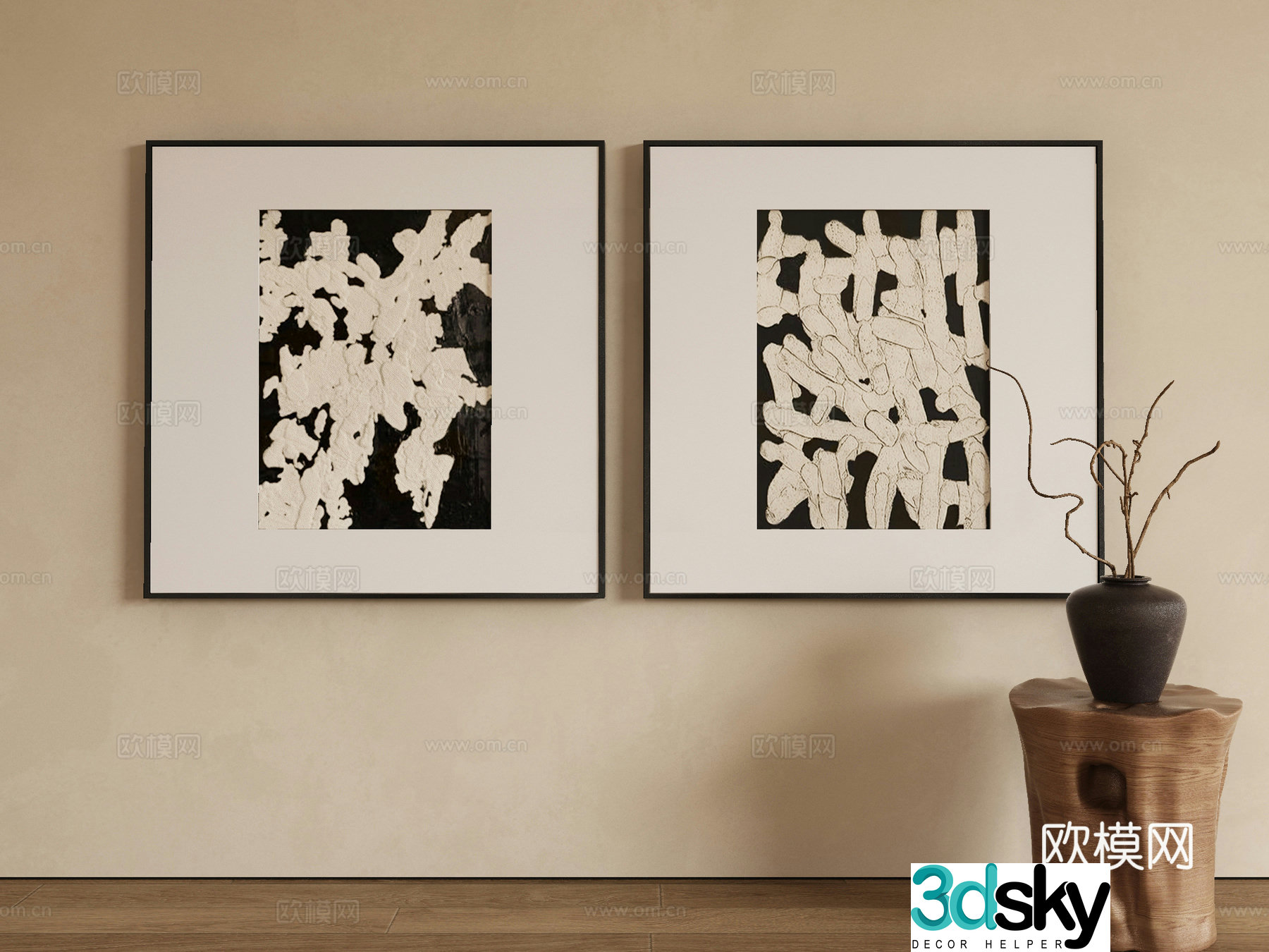 Modern texture painting decorative painting 3d model