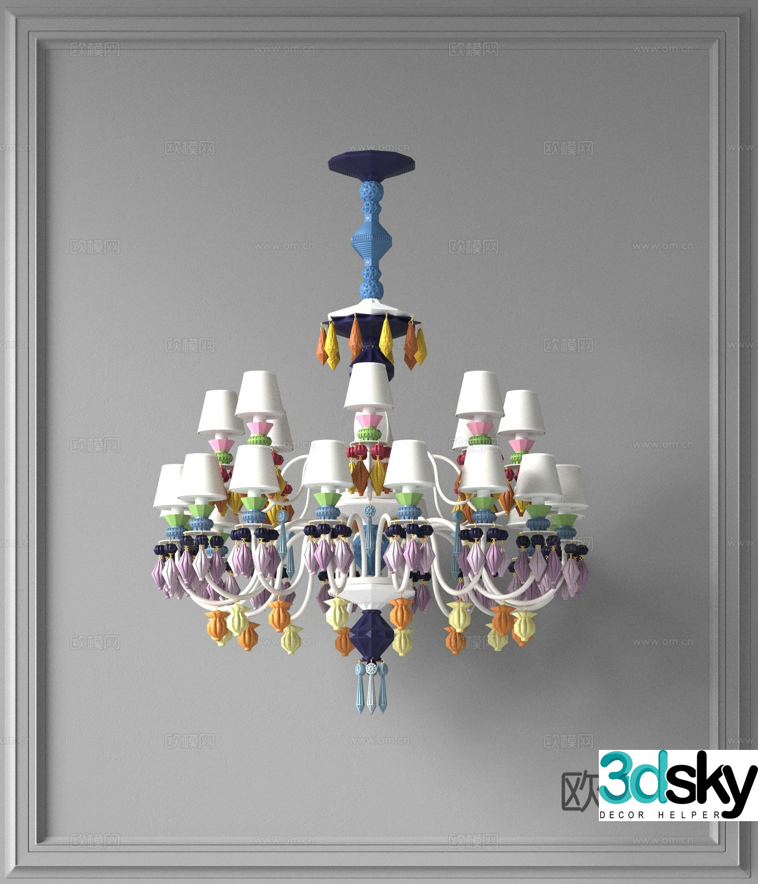 Modern multi-head chandelier hall chandelier 3d model