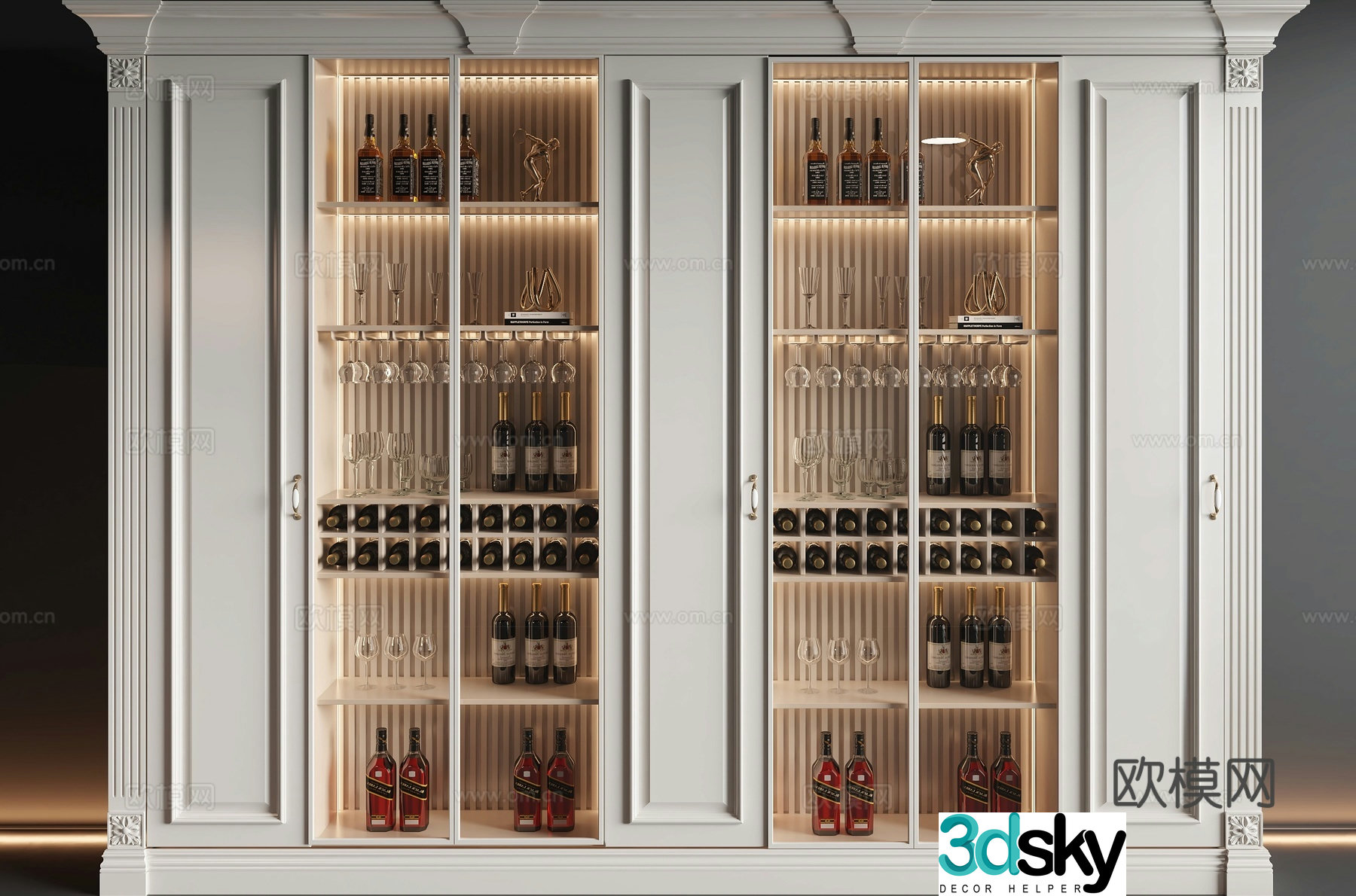 French wine cabinet glass wine cabinet 3d model