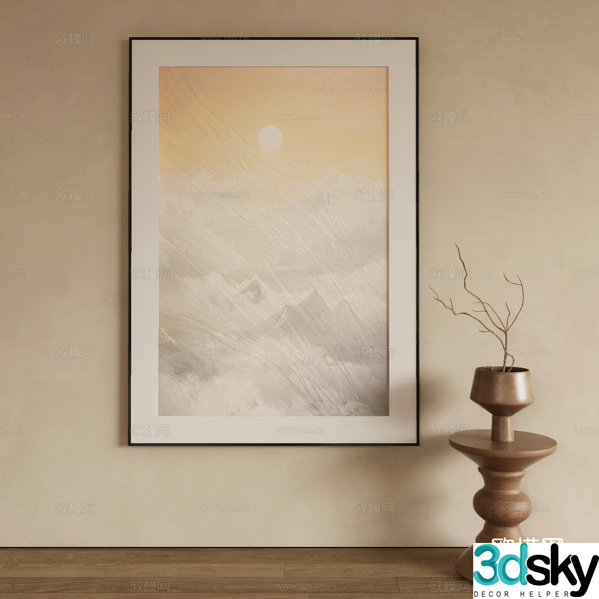 Modern oil painting landscape painting decorative painting 3d model