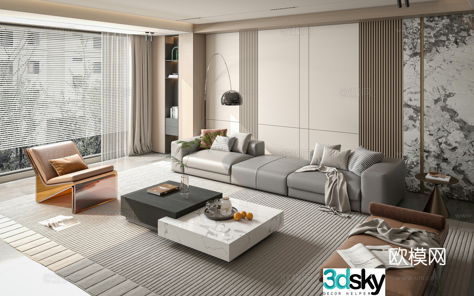 minotti modular sofa 3d model