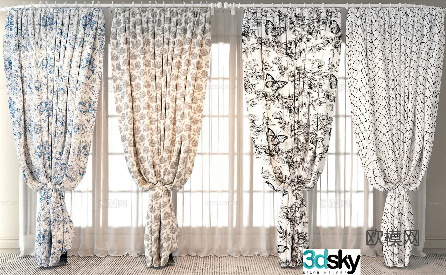 french curtains 3d model