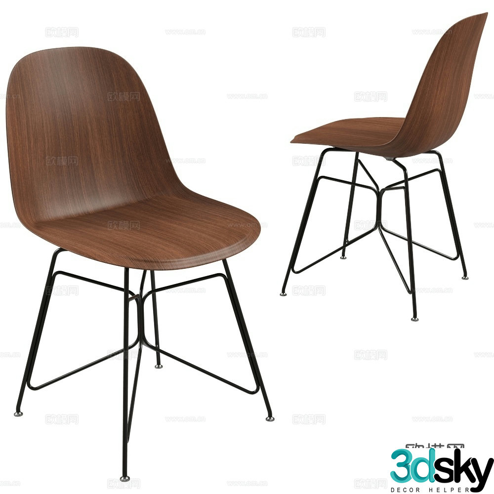MDF Italia modern minimalist chair iron dining chair shell chair 3d model
