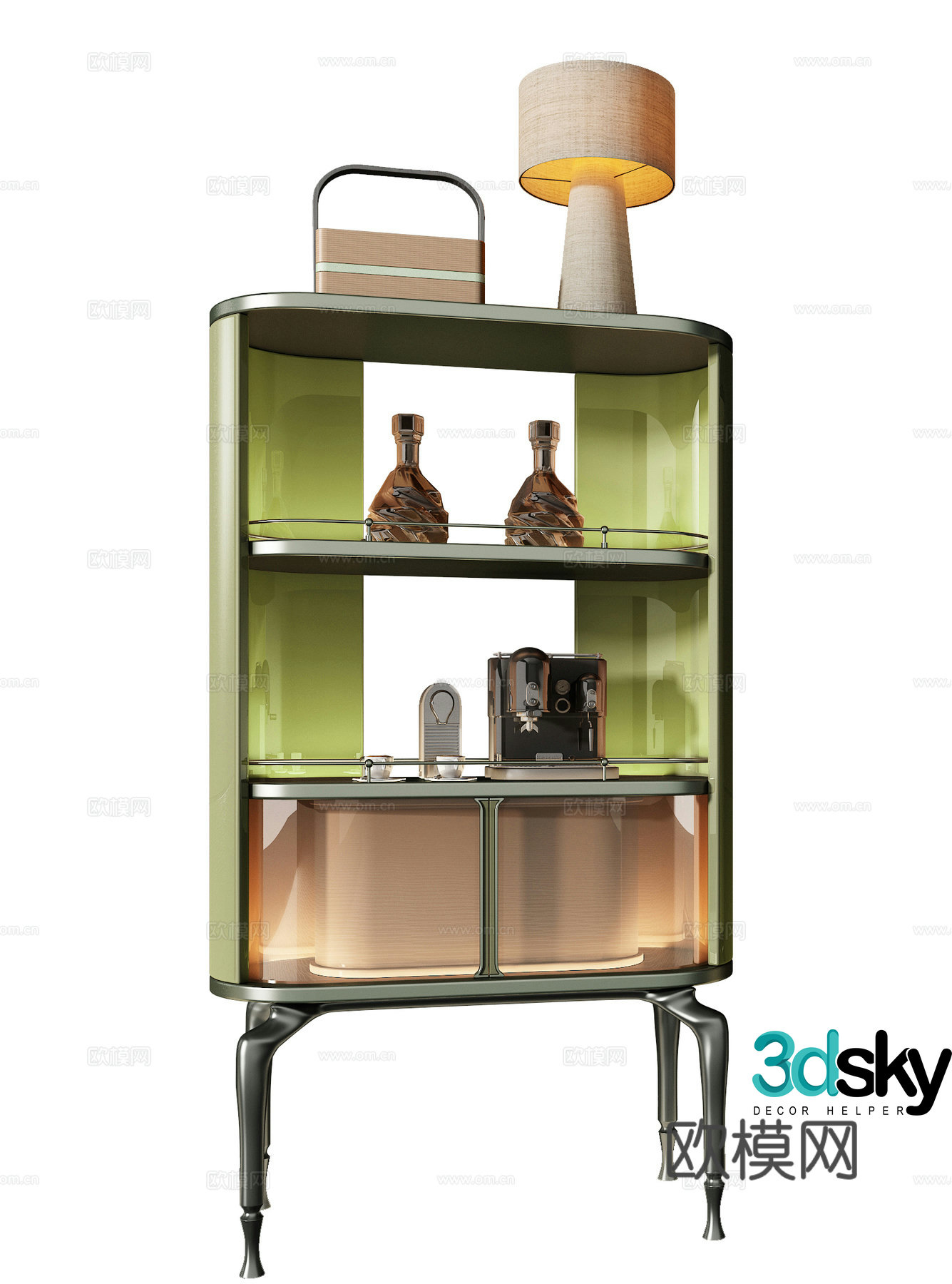 Light luxury wine cabinet minibar 3D model