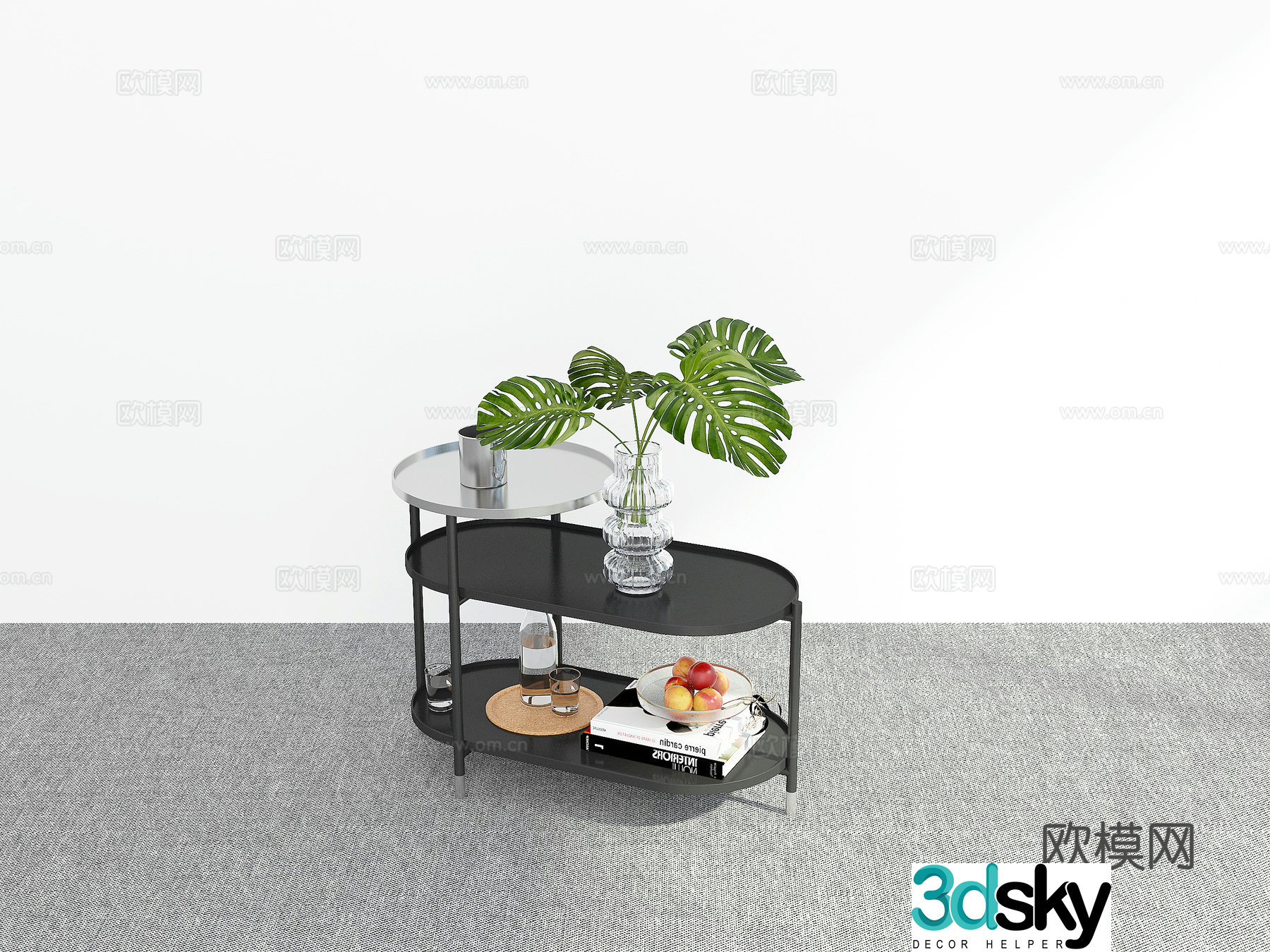 Modern corner table side table 3d model