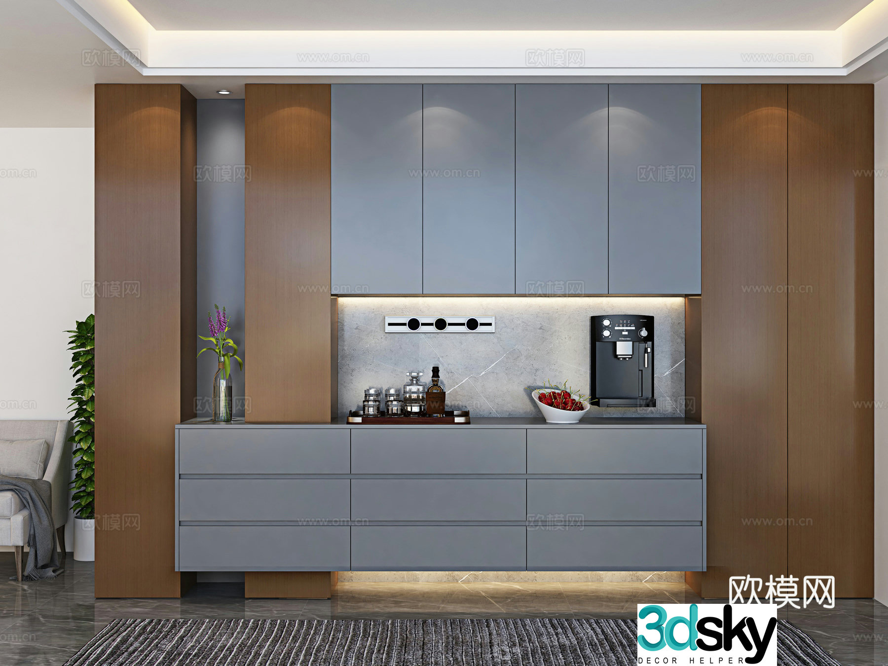 Italian sideboard wine cabinet 3d model