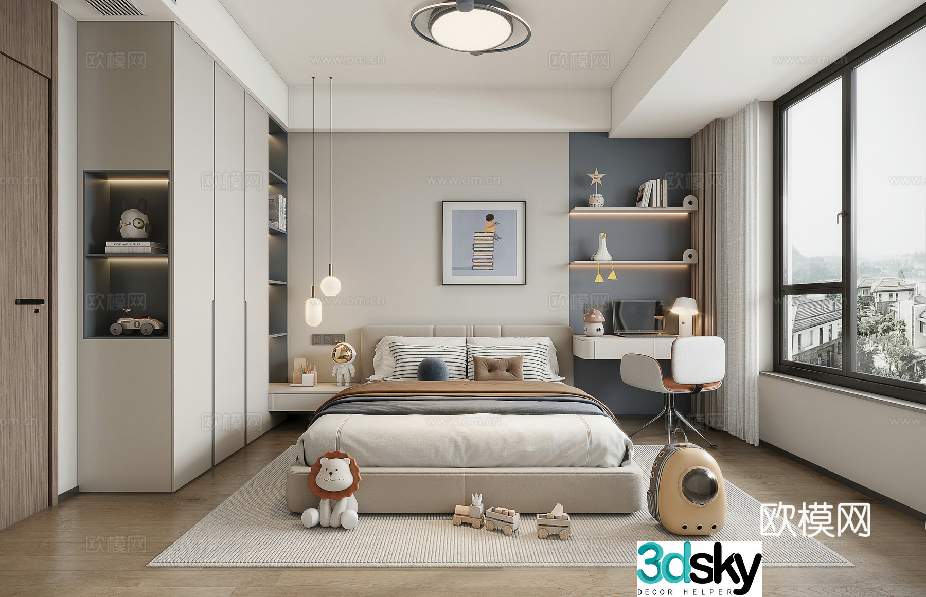 Modern minimalist boy’s room children’s room 3d model