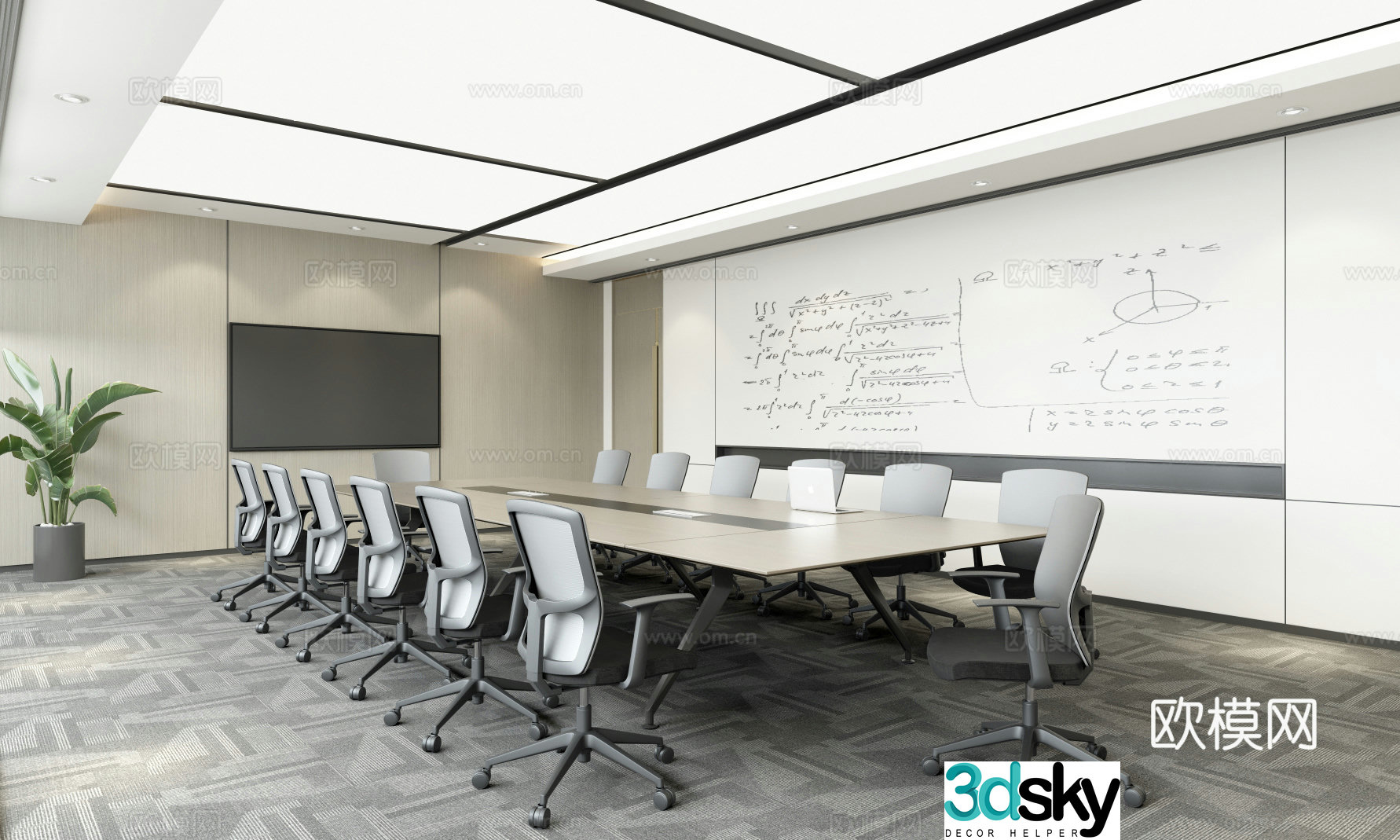 Modern conference room training room 3d model