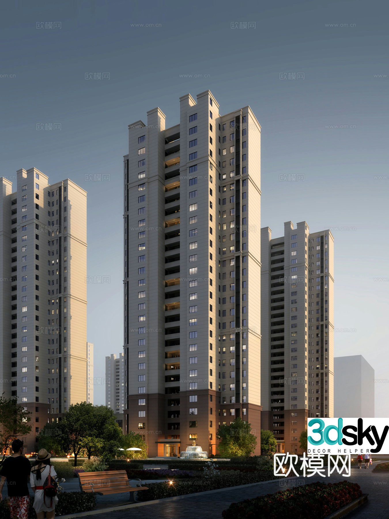 High-rise residential exterior 3d model