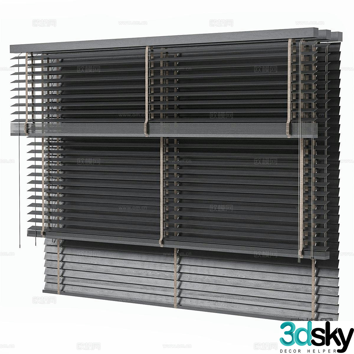 Modern minimalist curtains Roman blinds roller blinds black venetian blinds 3d model