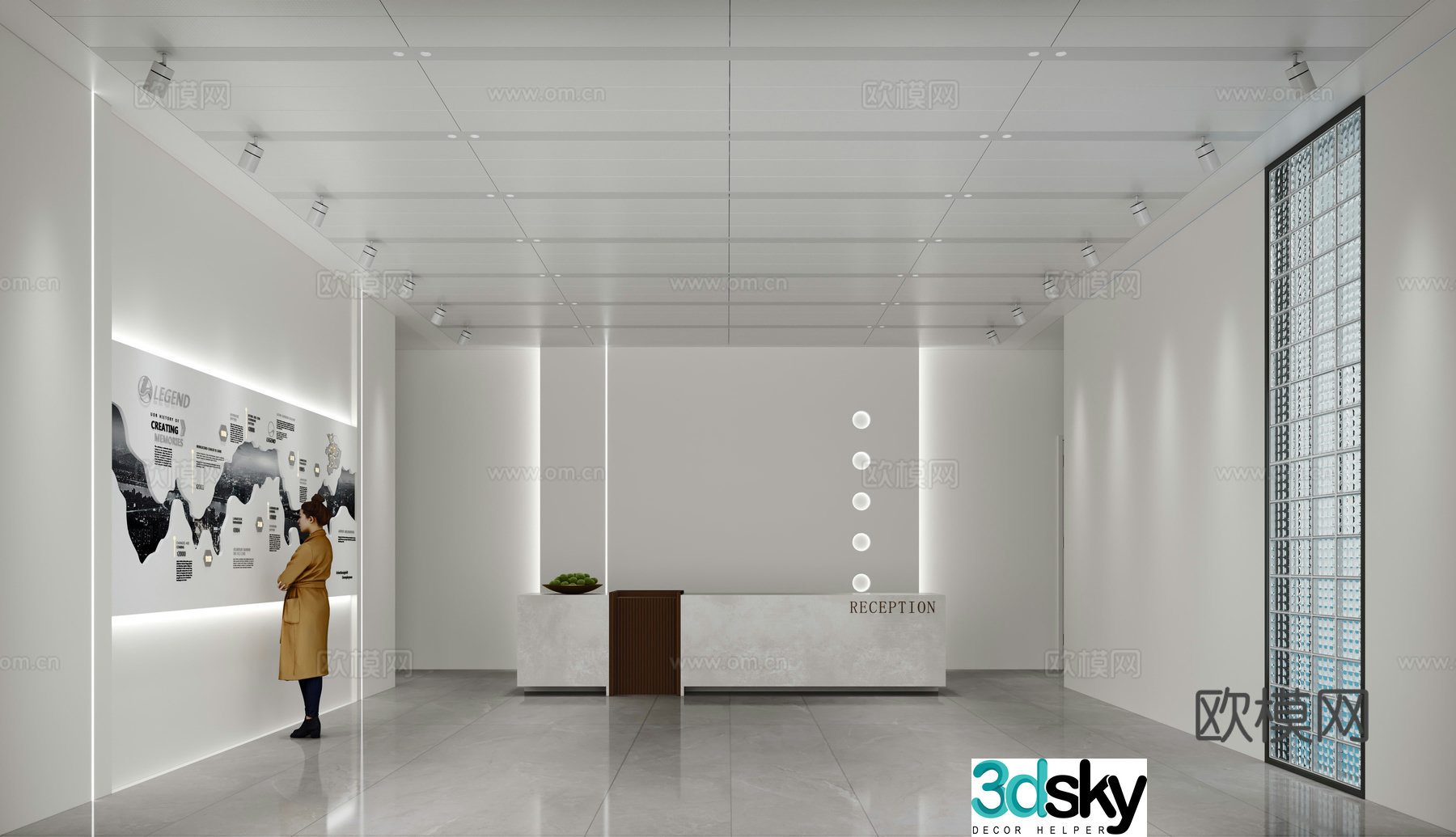 Modern office reception desk 3d model
