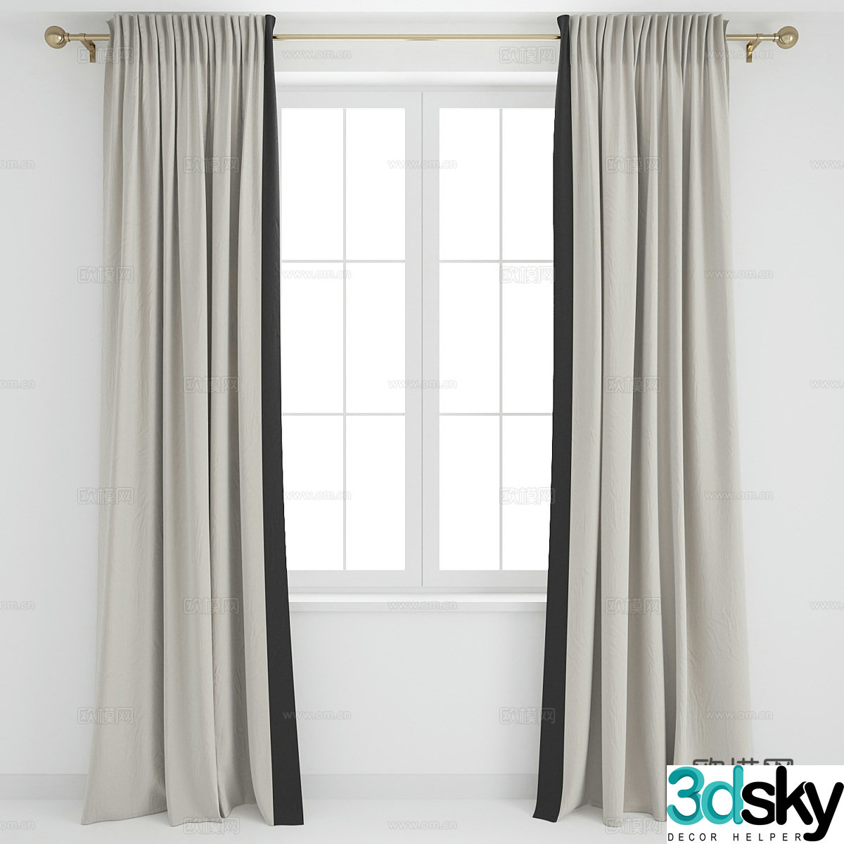 Curtains Window Screen 3d model