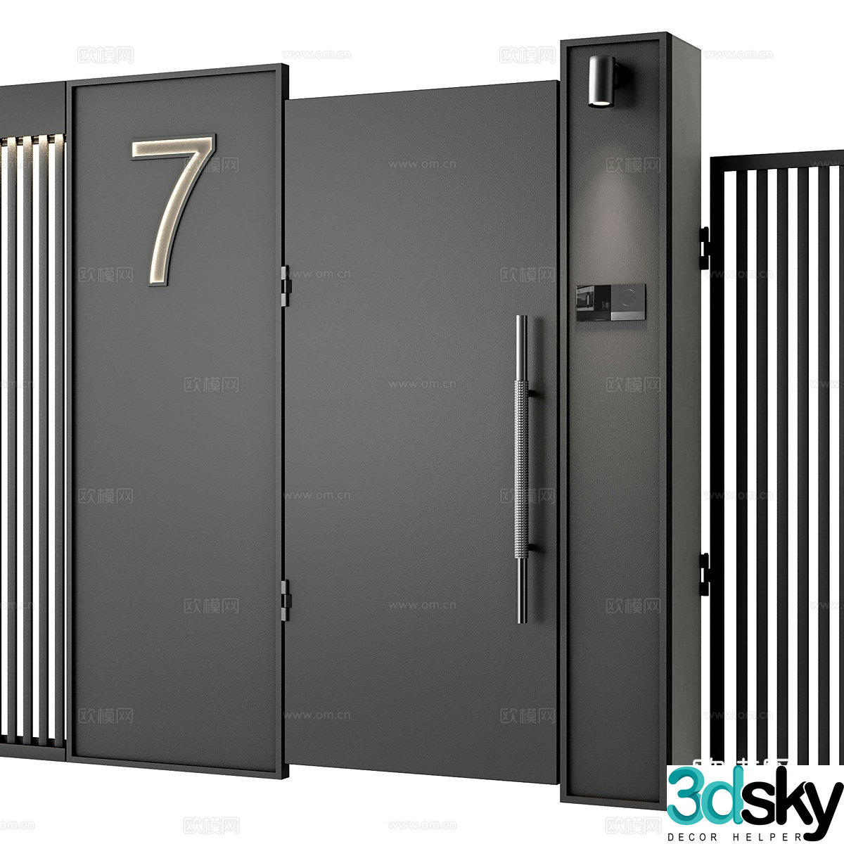 Modern courtyard gate entrance door 3d model