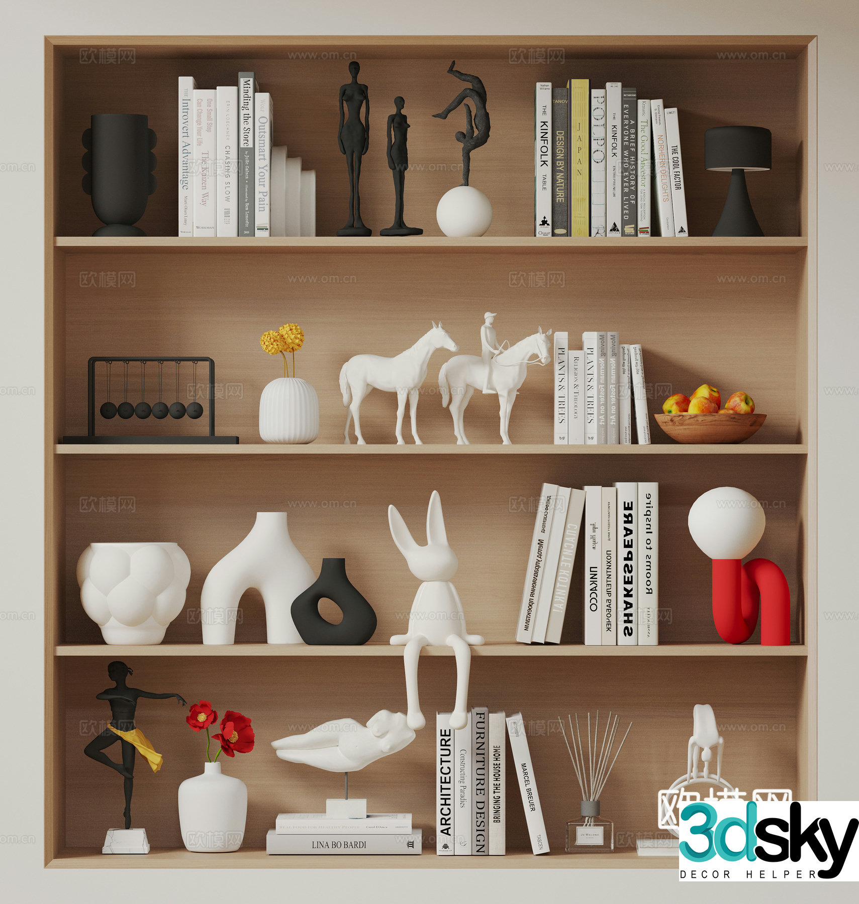 Modern jewelry ornaments books books rabbit cartoon sculpture 3d model