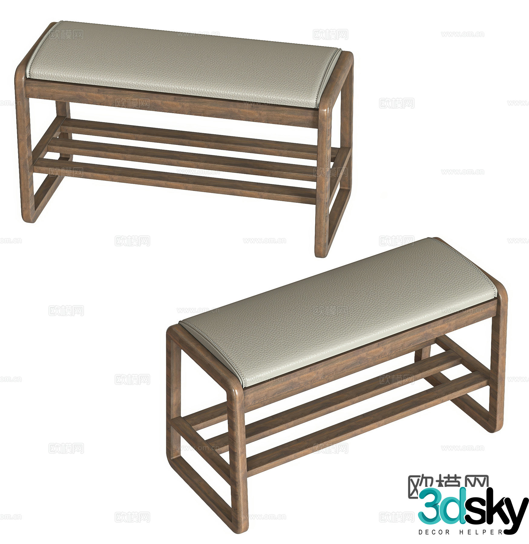 Modern sofa stool dressing stool bedside stool leather stool bench 3D model