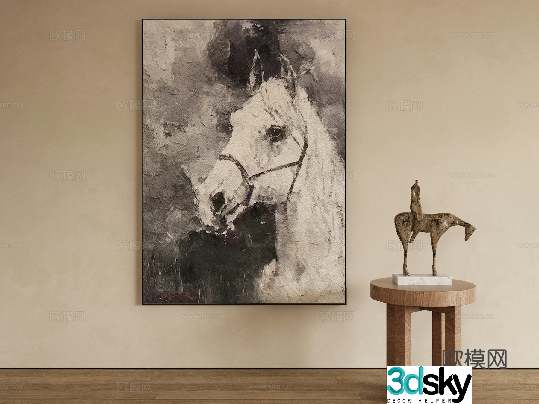 Modern oil painting texture painting decorative painting 3D model