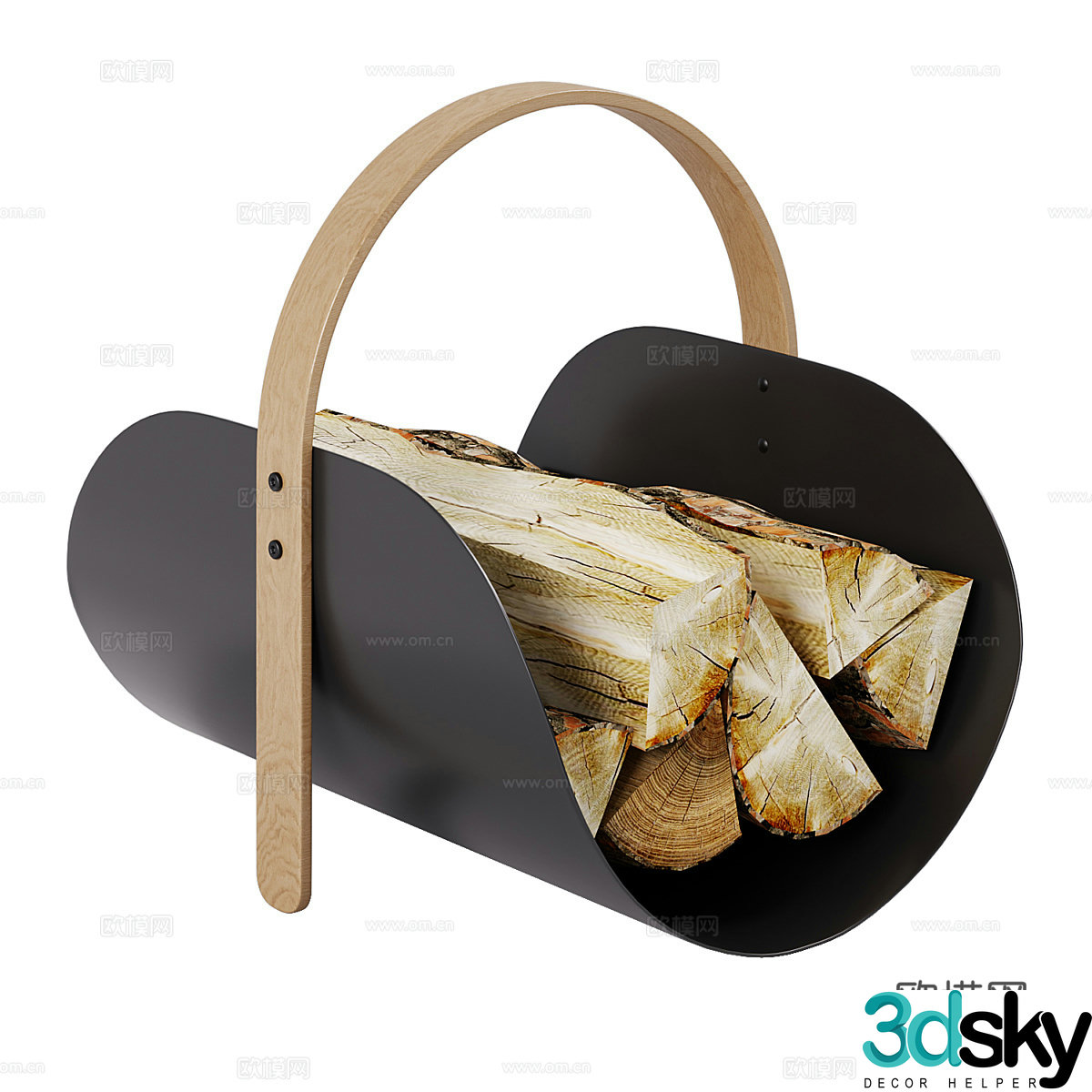Modern fireplace firewood 3d model
