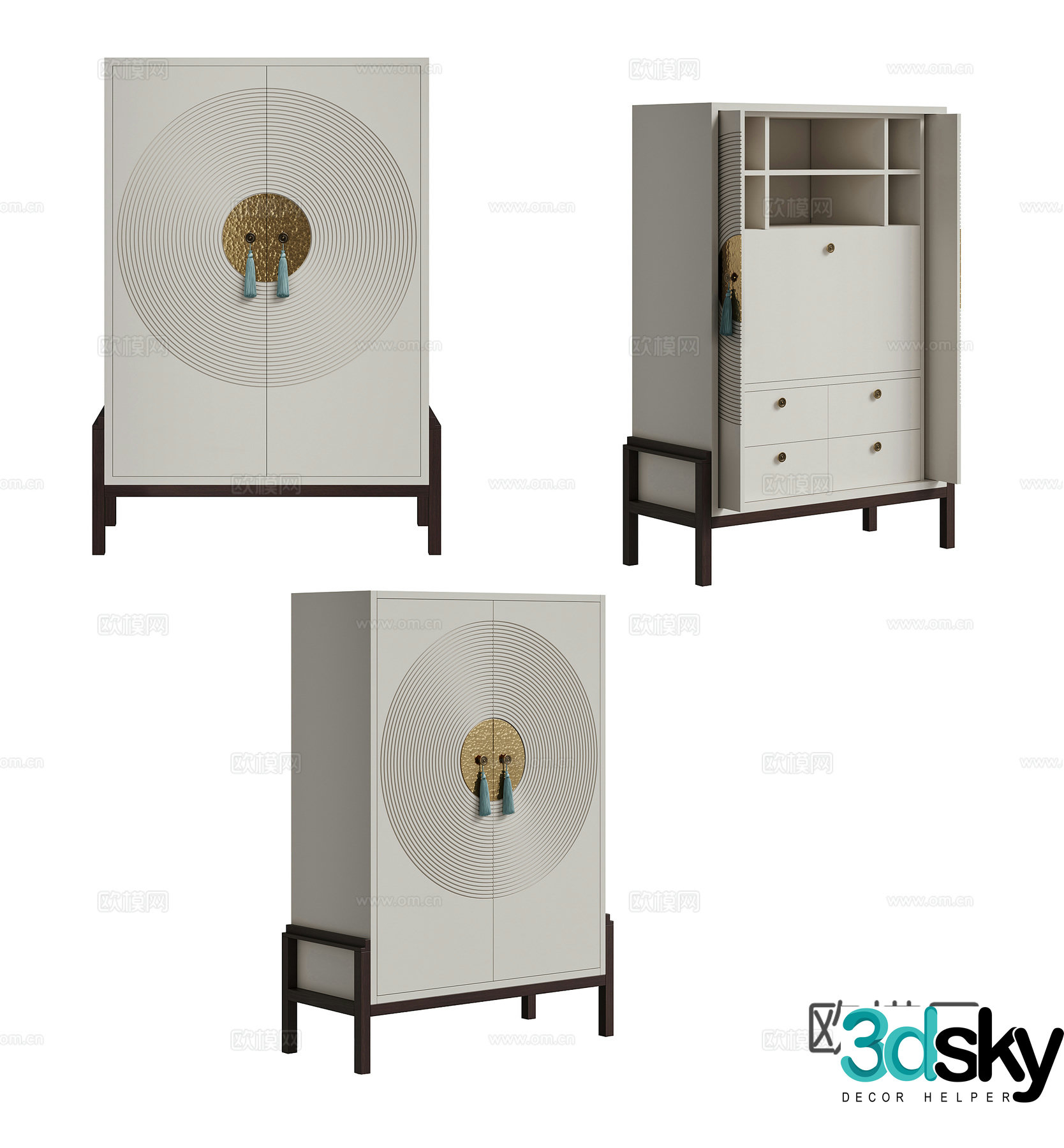 Chinese side cabinet entrance cabinet 3D model