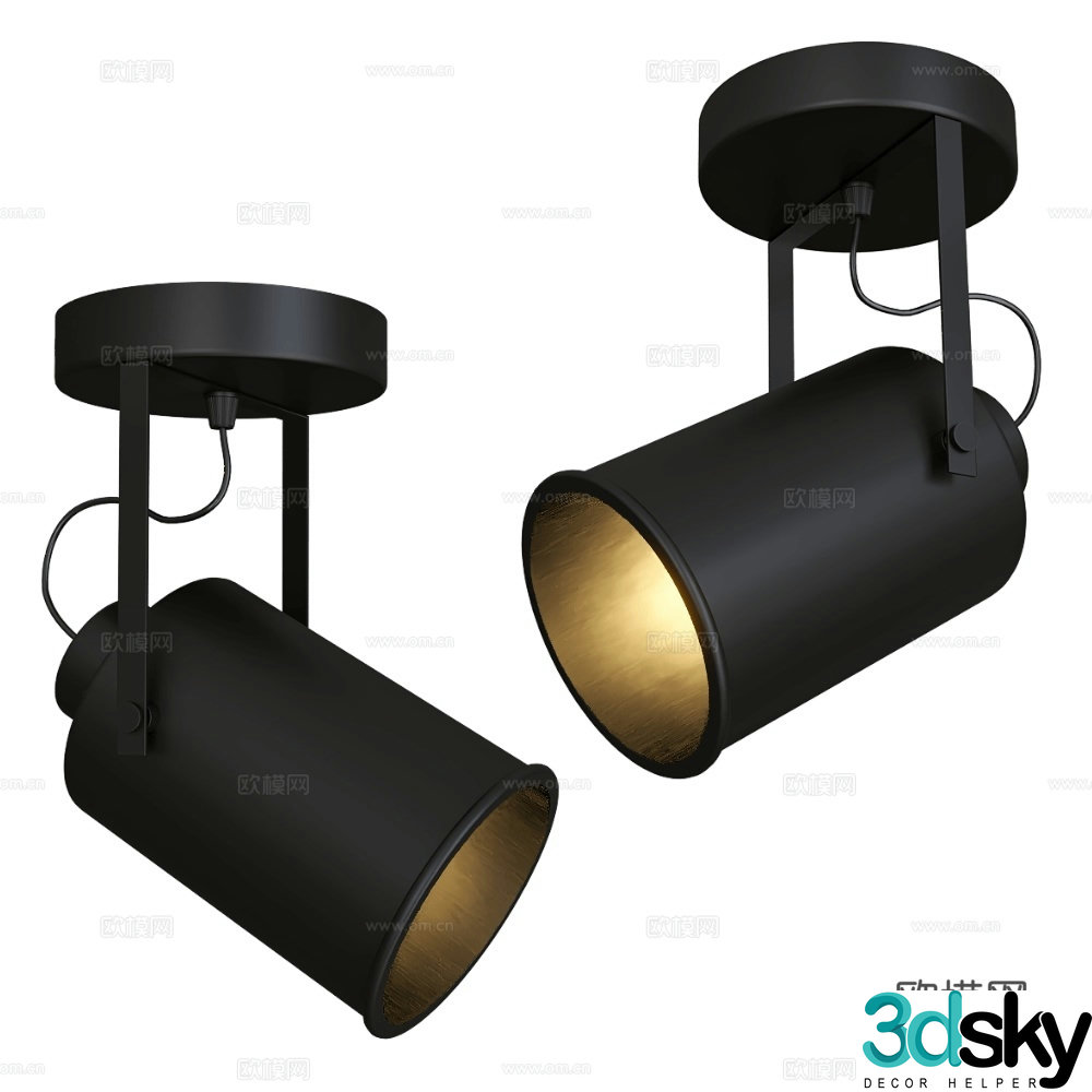 Stilfort spotlight surface mounted downlight black spotlight 3d model