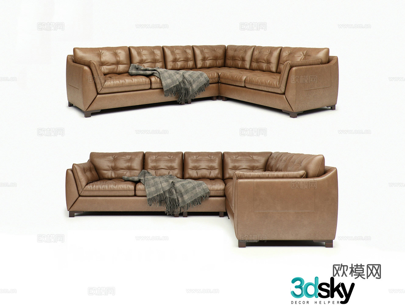 Leather sofa corner sofa multi-person sofa 3d model
